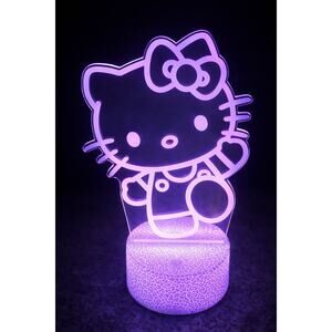 Kitty Cartoon Kawaii 3D LED Acrylic Night Light Touch Sensor 7 Color 7.5”
